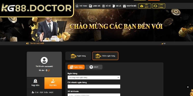 Nạp rút tiền KG88 đa dạng phương thức thanh toán